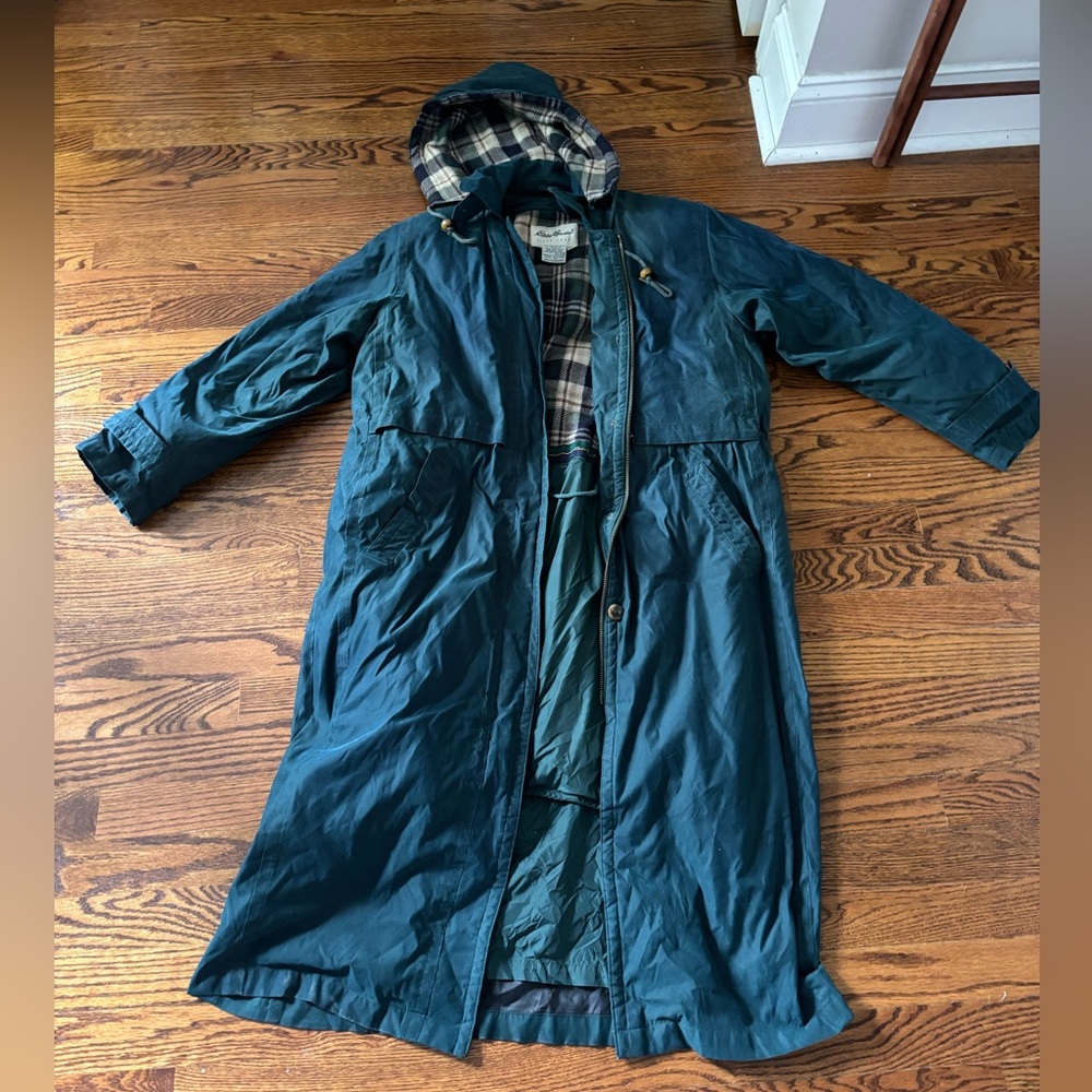 2 in 1 vintage rain coat with goose down removable liner